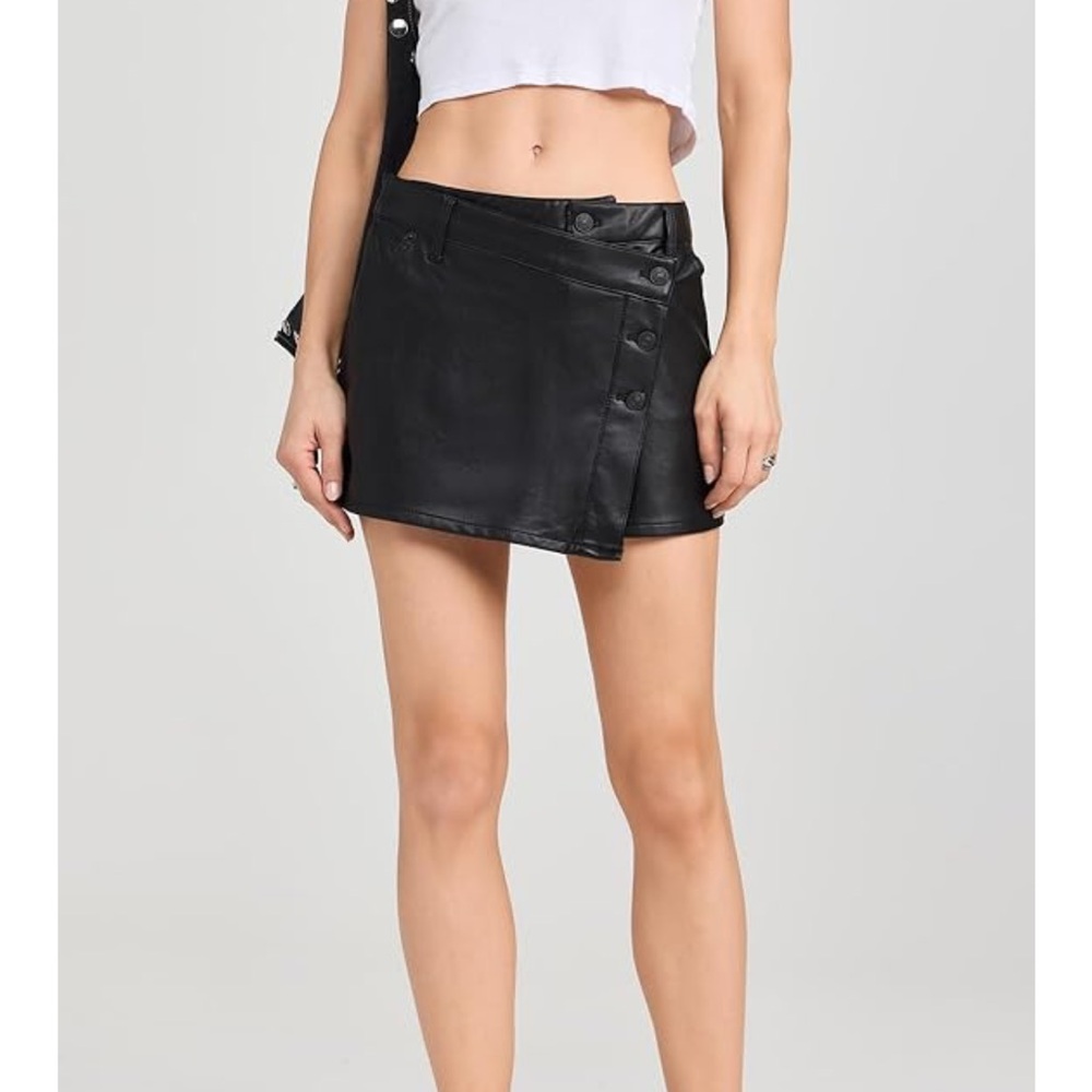 Free people black leather skirt